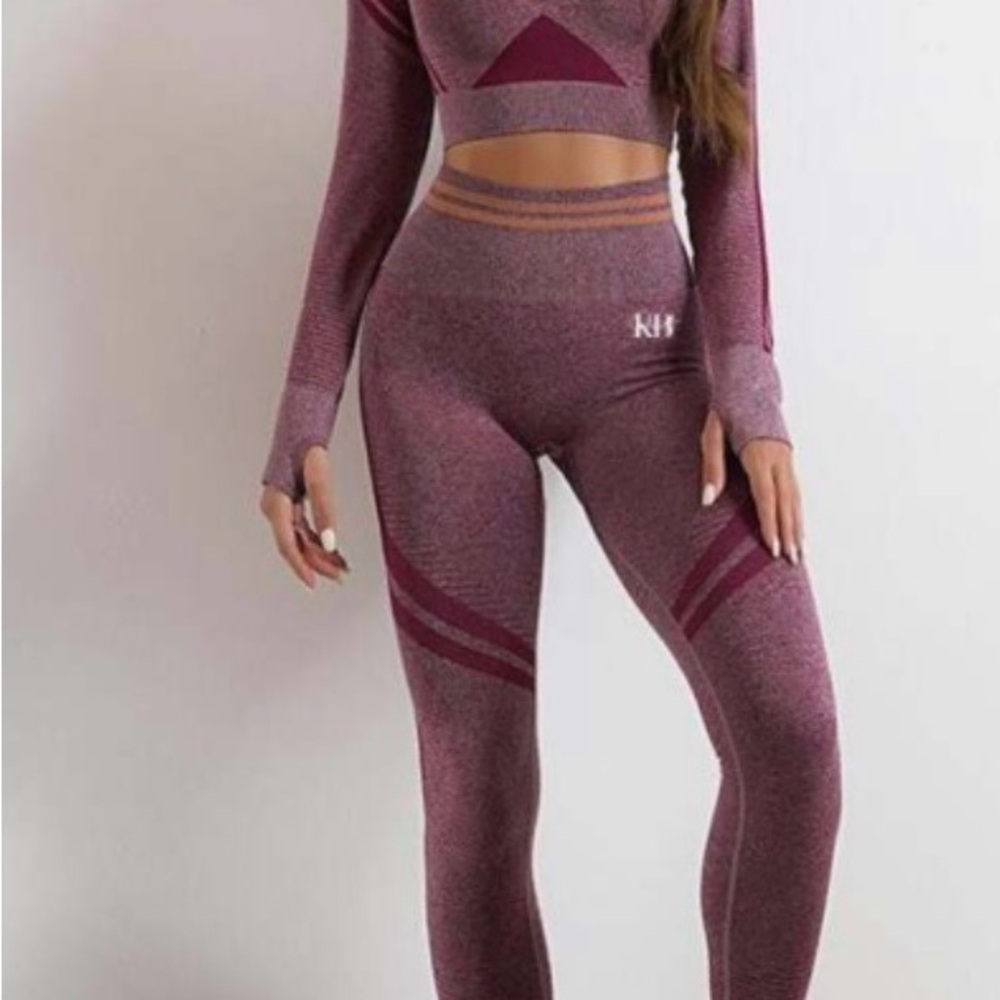 Women's Burgundy Seamless Leggings Set